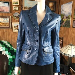 Danier Blue Leather Jacket